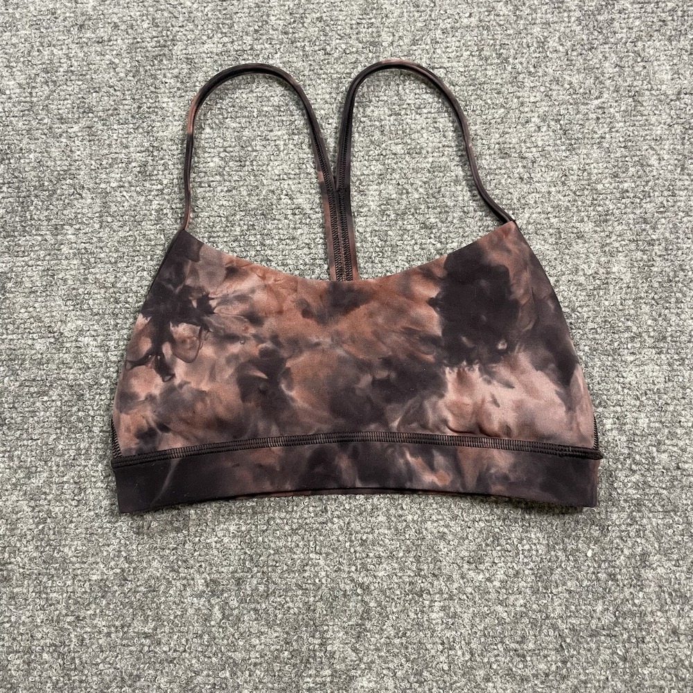 Lululemon Power Y Yoga Top Size 4 Black TyeDye Sports Bra Pilates Athleisure